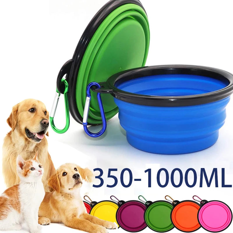 Zaarafy™ Foldable Silicone Dog Bowl – 2-in-1 Food & Water Feeder, Portable Travel Pet Bowl with Carabiner