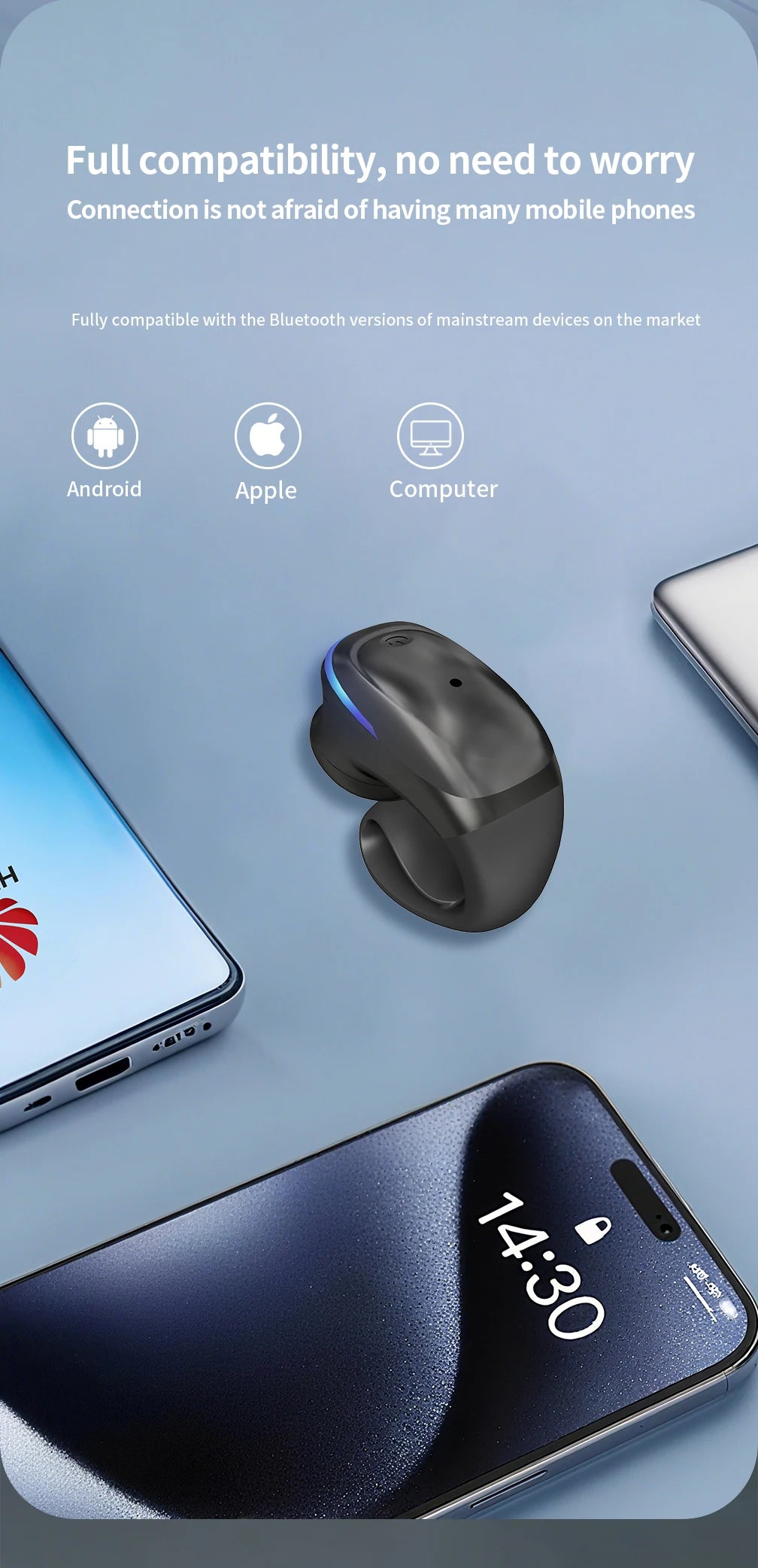 Zaarafy™ Bone Conduction Clip-On Bluetooth Earphone – Monaural Wireless Business Headset
