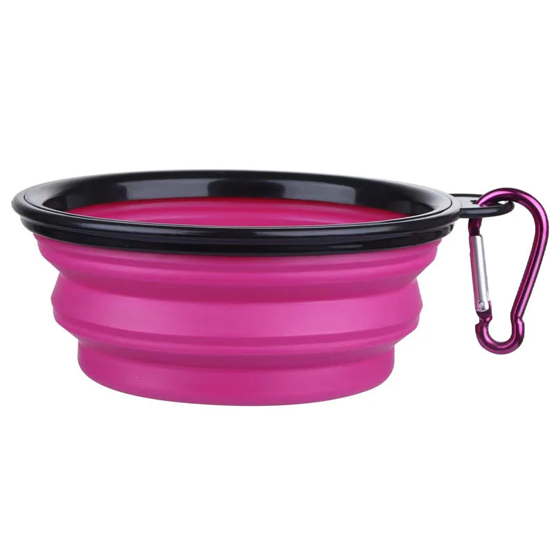 Zaarafy™ Foldable Silicone Dog Bowl – 2-in-1 Food & Water Feeder, Portable Travel Pet Bowl with Carabiner
