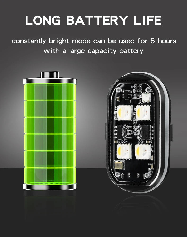 Zaarafy™ RGB LED Strobe Warning Light – Wireless Aircraft Flash Light, USB Rechargeable Motorcycle Light