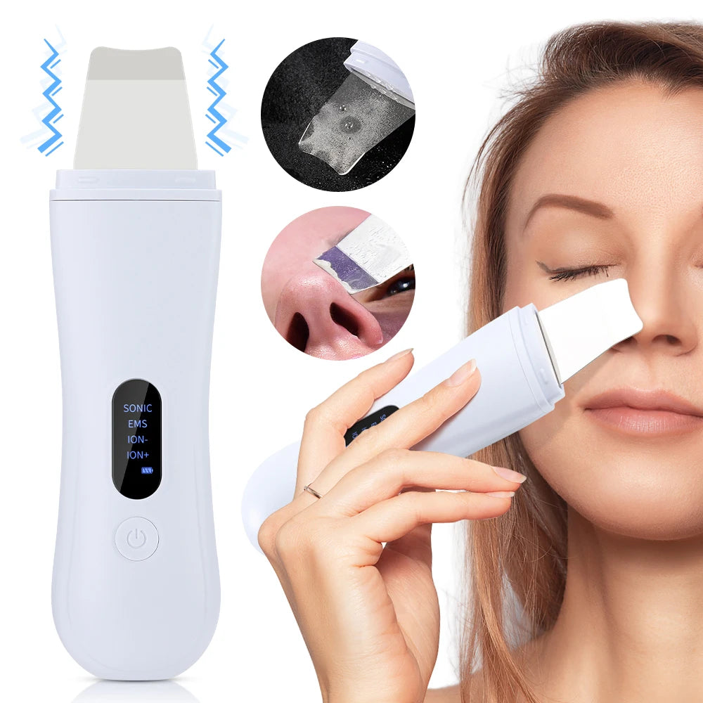 Zaarafy™ Ultrasonic Skin Scrubber Spatula – 4-Mode Ion Deep Facial Cleansing & Lifting Device