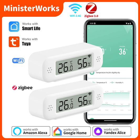 Zaarafy™ Tuya WiFi Zigbee Temperature & Humidity Sensor – Smart Hygrometer, Alexa & Yandex Compatible