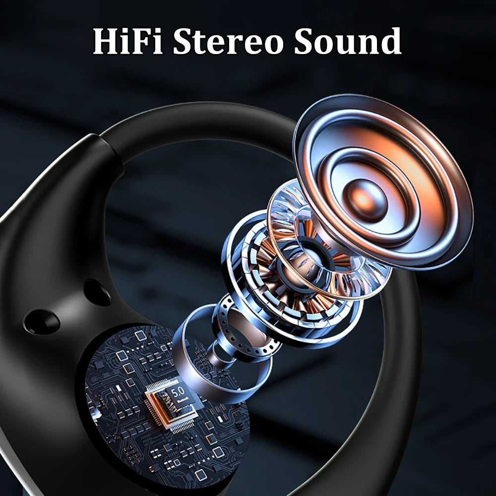 Zaarafy™ Bluetooth 5.4 Ear Hook TWS Earbuds – HiFi Stereo, LED Display, Long Standby