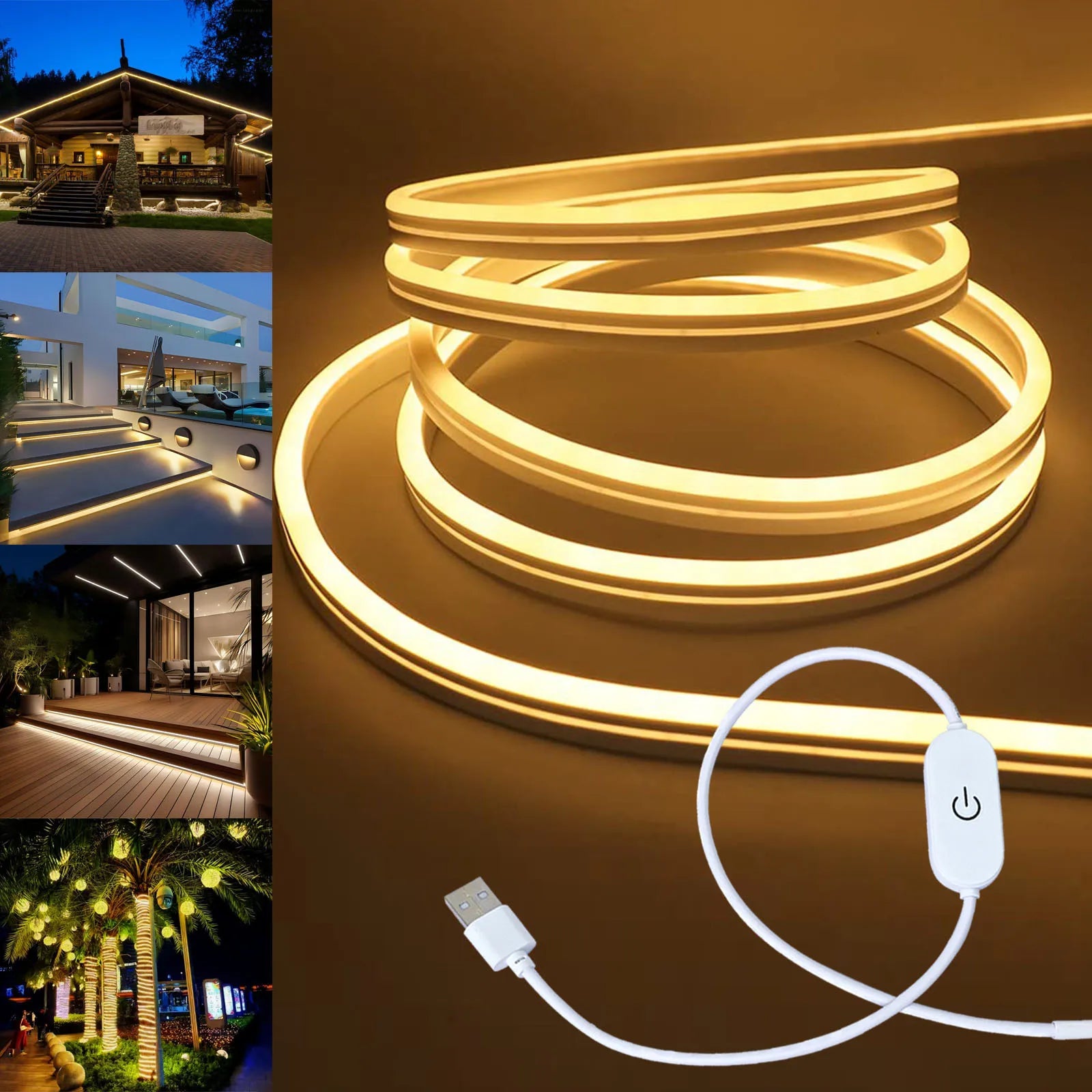 Zaarafy™ USB Neon LED Strip Light – DC 5V Dimmable Touch Sensor, Silicone Waterproof Room Decor