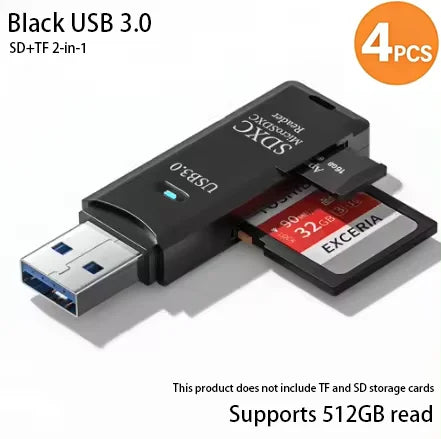 Zaarafy™ USB Card Reader – Multi-Port SD/TF Card & USB Flash Drive Adapter, USB 2.0 & 3.0