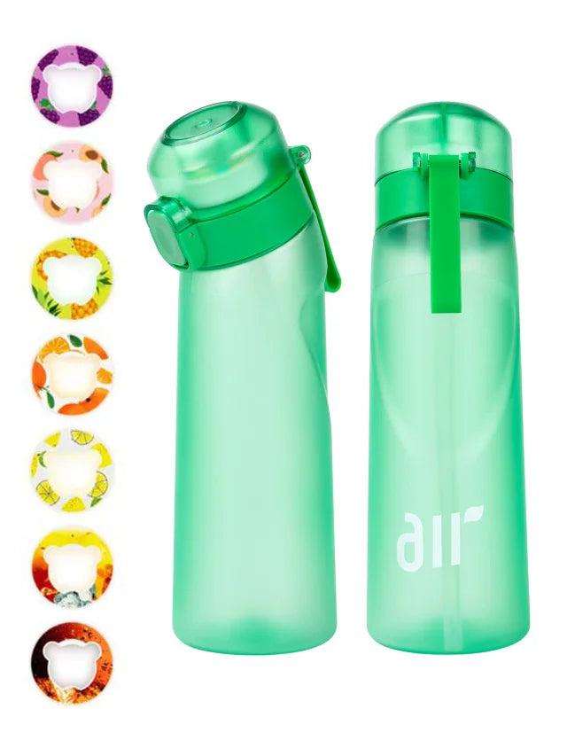 Zaarafy™ 800ml Scented Air Water Bottle – Fruit Flavor Pod, Straw, Flip Lid, Leak-Proof