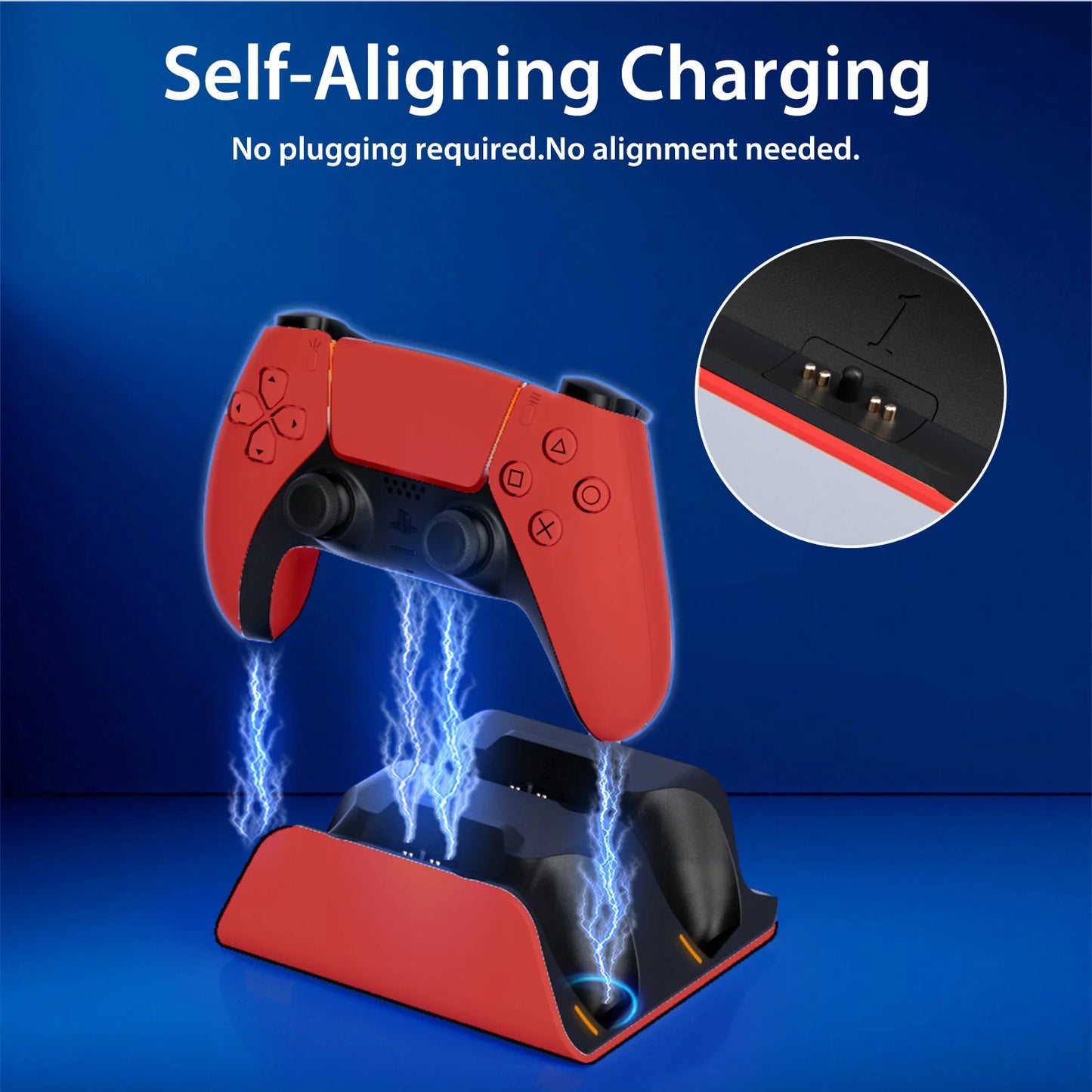 Zaarafy™ PS5 Dual Controller Fast Charging Dock – Wireless Gamepad Charger Stand