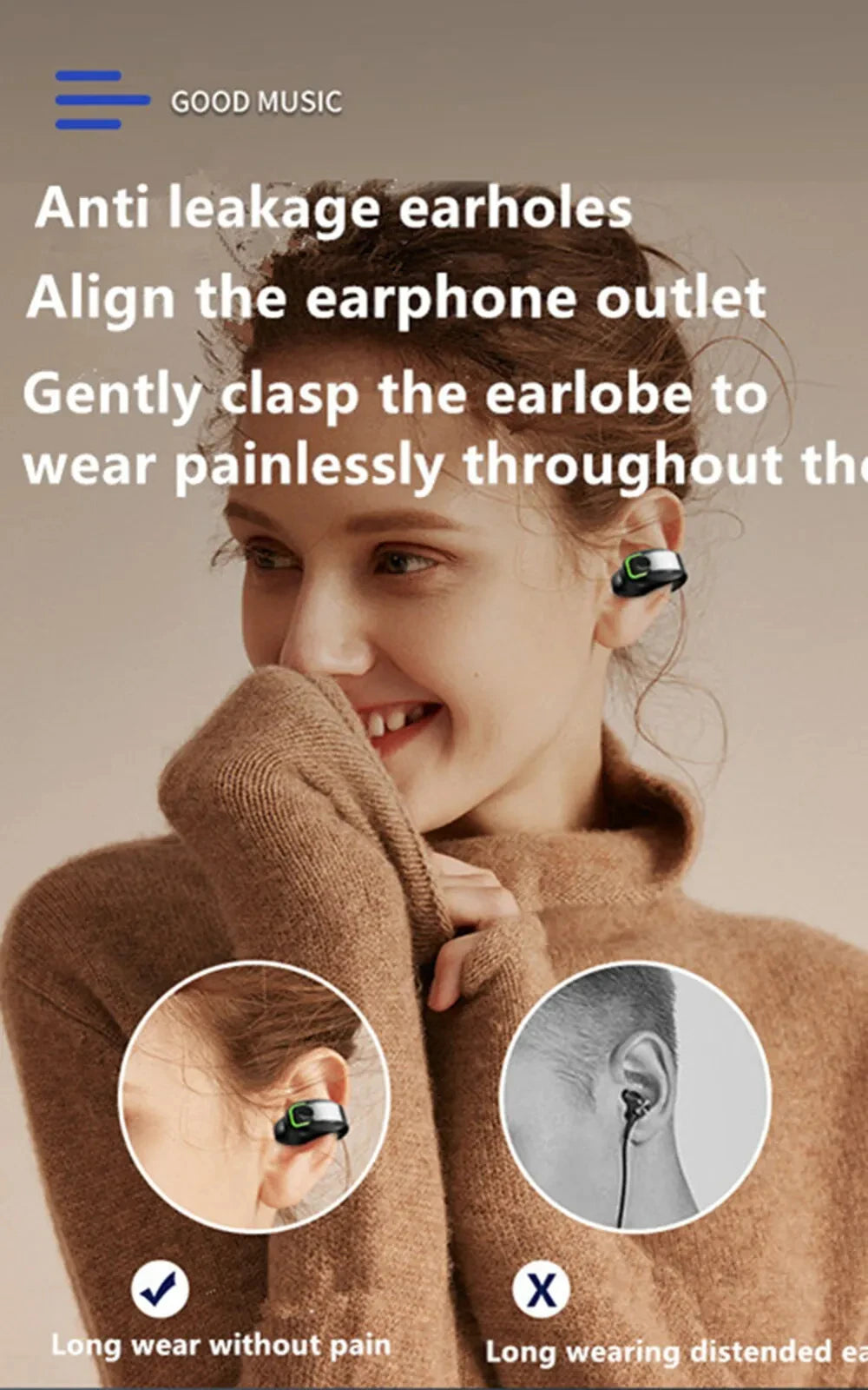 Zaarafy™ Bone Conduction Clip-On Bluetooth Earphone – Monaural Wireless Business Headset