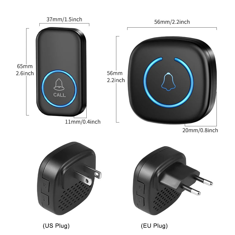 Zaarafy™ Wireless Smart Doorbell – 300M Range, 60 Melodies, US/EU/UK Plug, Home Welcome Bell