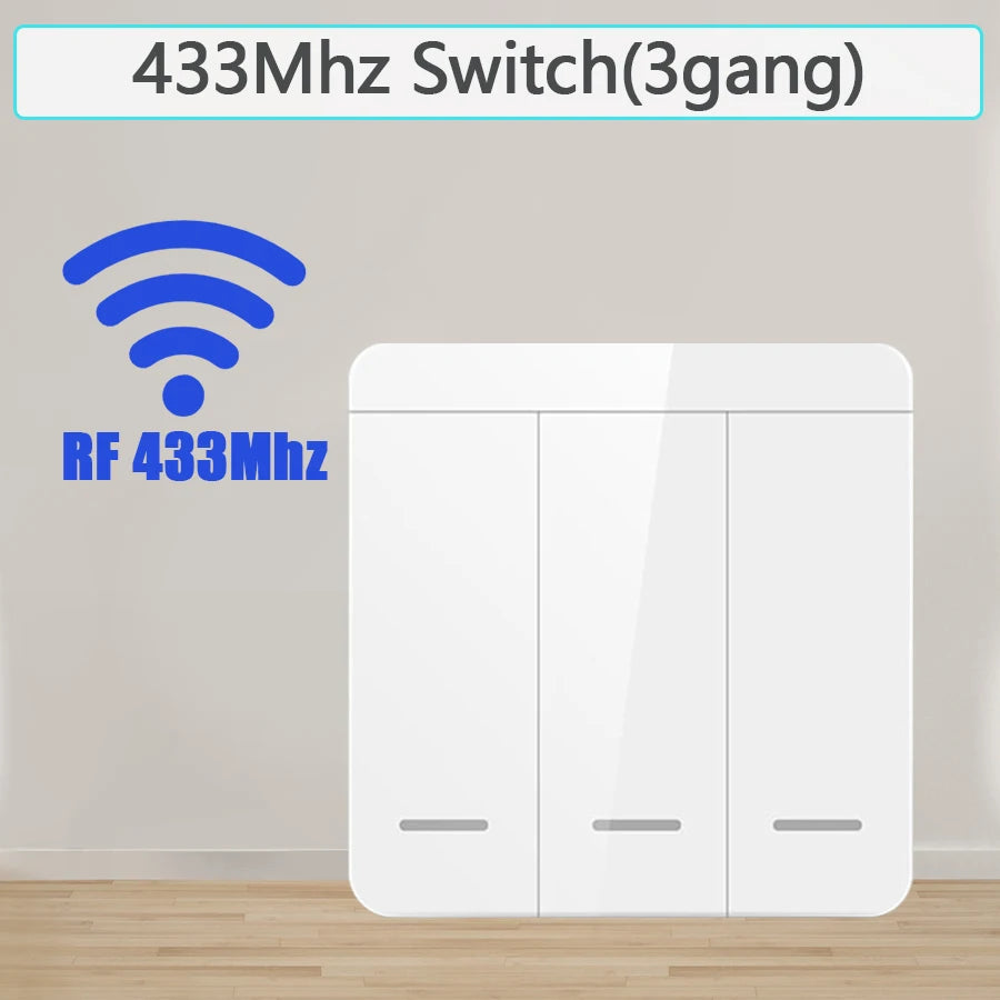 Zaarafy™ RF433 Wireless Remote Light Switch – 1/2/3 Gang, 10A 110V-220V, No Wiring Needed