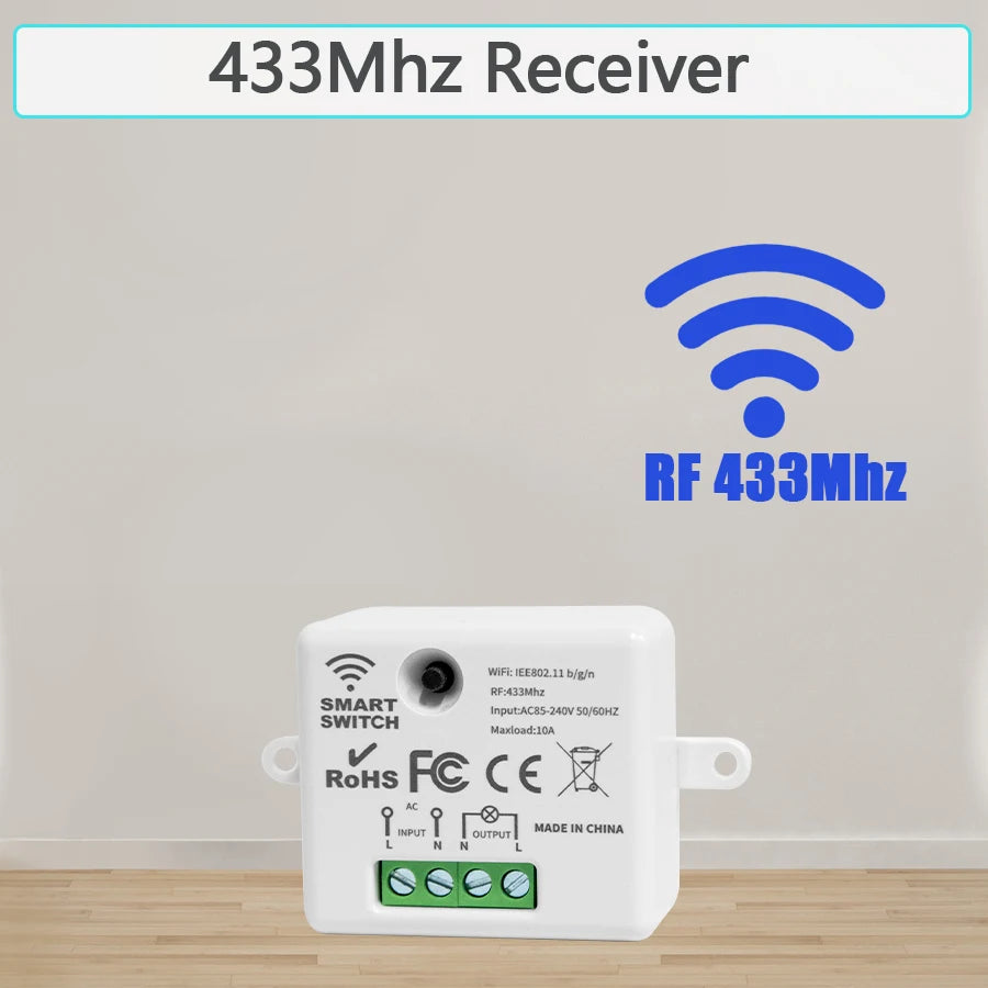 Zaarafy™ RF433 Wireless Remote Light Switch – 1/2/3 Gang, 10A 110V-220V, No Wiring Needed