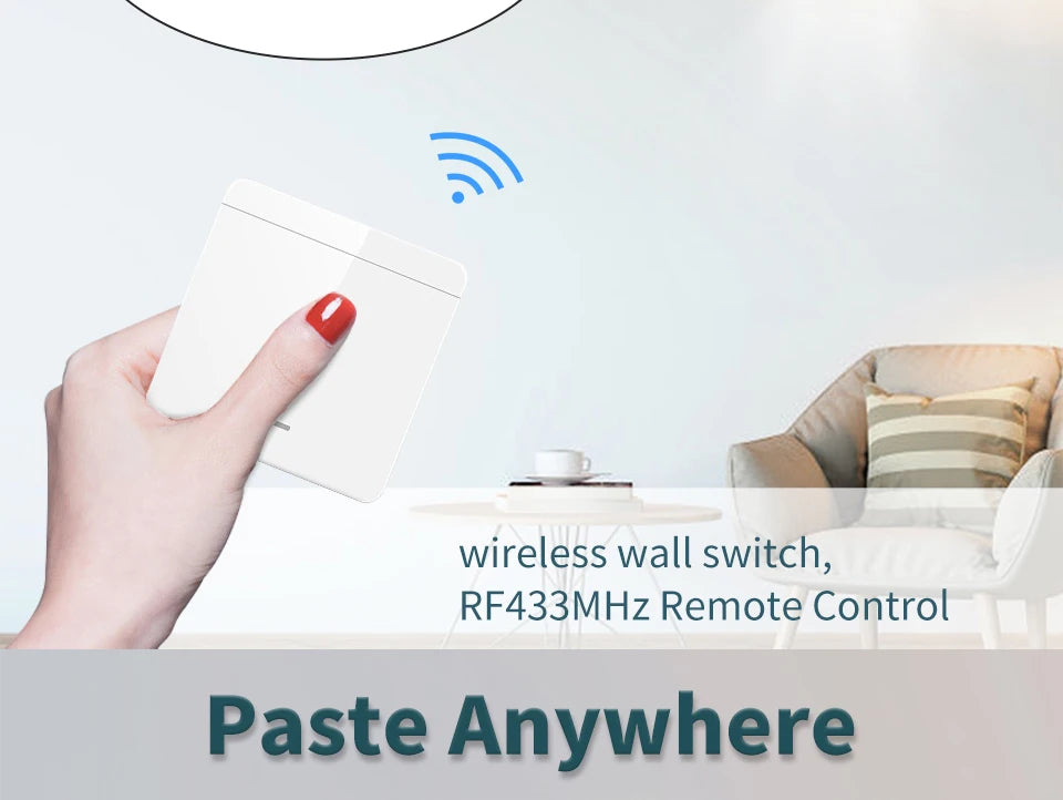 Zaarafy™ RF433 Wireless Remote Light Switch – 1/2/3 Gang, 10A 110V-220V, No Wiring Needed